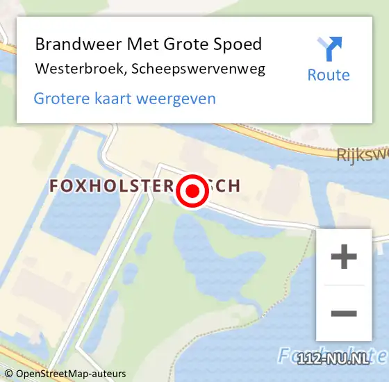 Locatie op kaart van de 112 melding: Brandweer Met Grote Spoed Naar Westerbroek, Scheepswervenweg op 14 maart 2016 08:23