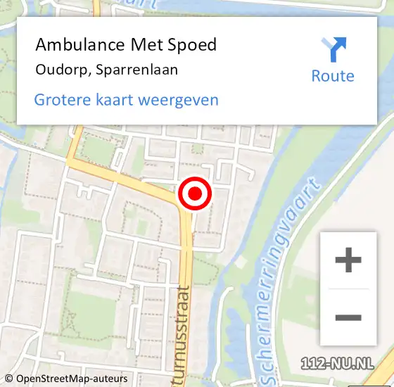 Locatie op kaart van de 112 melding: Ambulance Met Spoed Naar Oudorp, Sparrenlaan op 14 maart 2016 09:07