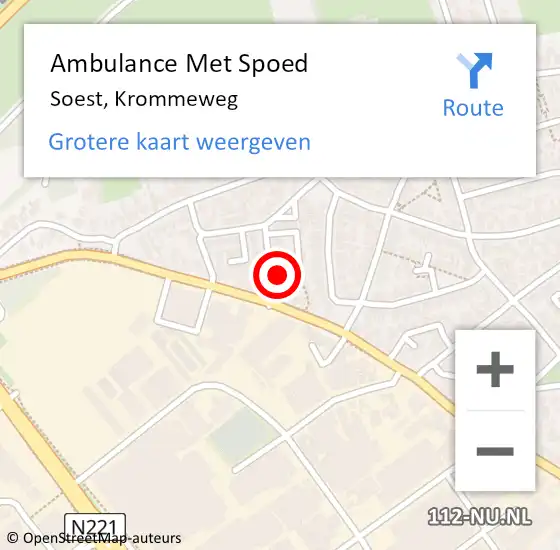 Locatie op kaart van de 112 melding: Ambulance Met Spoed Naar Soest, Krommeweg op 14 maart 2016 10:49