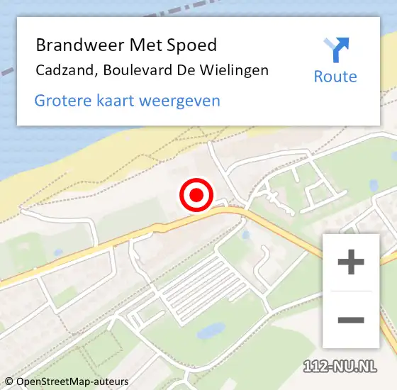 Locatie op kaart van de 112 melding: Brandweer Met Spoed Naar Cadzand, Boulevard De Wielingen op 14 maart 2016 12:01