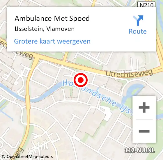 Locatie op kaart van de 112 melding: Ambulance Met Spoed Naar IJsselstein, Vlamoven op 14 maart 2016 12:14