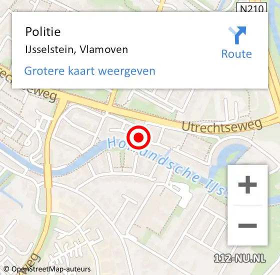 Locatie op kaart van de 112 melding: Politie IJsselstein, Vlamoven op 14 maart 2016 12:15