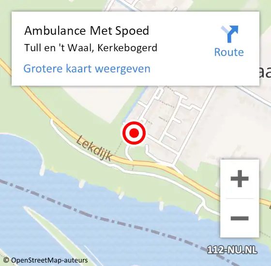 Locatie op kaart van de 112 melding: Ambulance Met Spoed Naar Tull en 't Waal, Kerkebogerd op 14 maart 2016 12:46