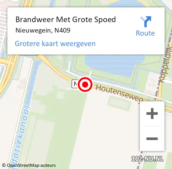 Locatie op kaart van de 112 melding: Brandweer Met Grote Spoed Naar Nieuwegein, N409 op 14 maart 2016 13:03