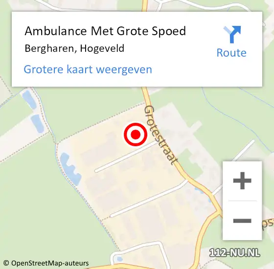 Locatie op kaart van de 112 melding: Ambulance Met Grote Spoed Naar Bergharen, Hogeveld op 14 maart 2016 13:13