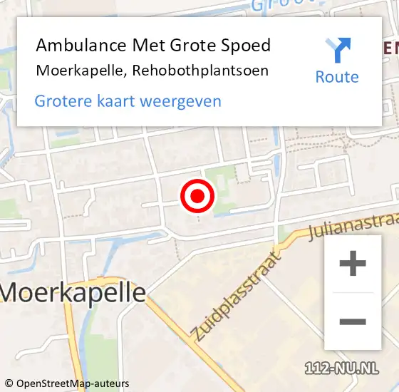 Locatie op kaart van de 112 melding: Ambulance Met Grote Spoed Naar Moerkapelle, Rehobothplantsoen op 8 december 2013 22:06