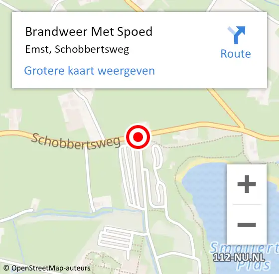 Locatie op kaart van de 112 melding: Brandweer Met Spoed Naar Emst, Schobbertsweg op 14 maart 2016 13:52