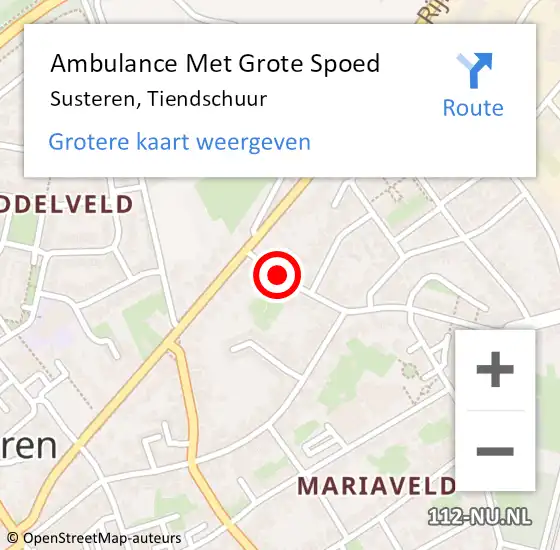 Locatie op kaart van de 112 melding: Ambulance Met Grote Spoed Naar Susteren, Tiendschuur op 8 december 2013 22:26