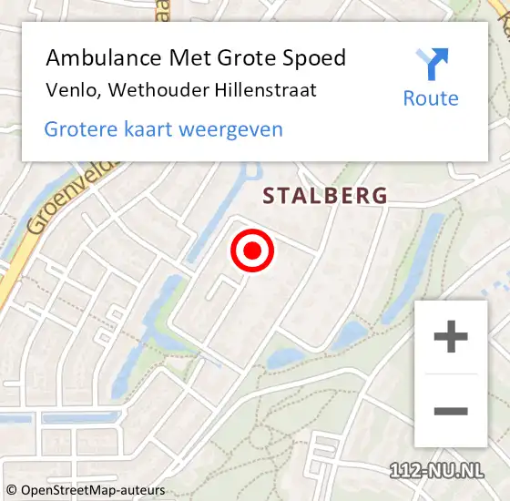 Locatie op kaart van de 112 melding: Ambulance Met Grote Spoed Naar Venlo, Wethouder Hillenstraat op 8 december 2013 22:28