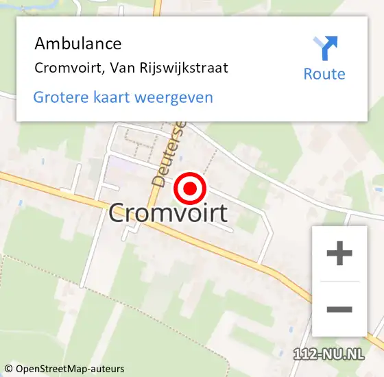 Locatie op kaart van de 112 melding: Ambulance Cromvoirt, Van Rijswijkstraat op 14 maart 2016 16:08