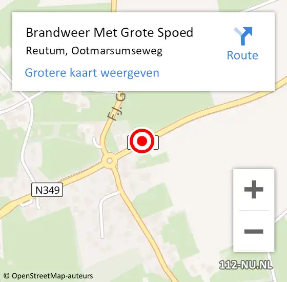 Locatie op kaart van de 112 melding: Brandweer Met Grote Spoed Naar Reutum, Ootmarsumseweg op 14 maart 2016 16:25