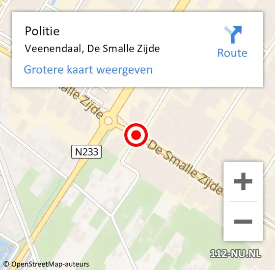 Locatie op kaart van de 112 melding: Politie Veenendaal, De Smalle Zijde op 14 maart 2016 16:51