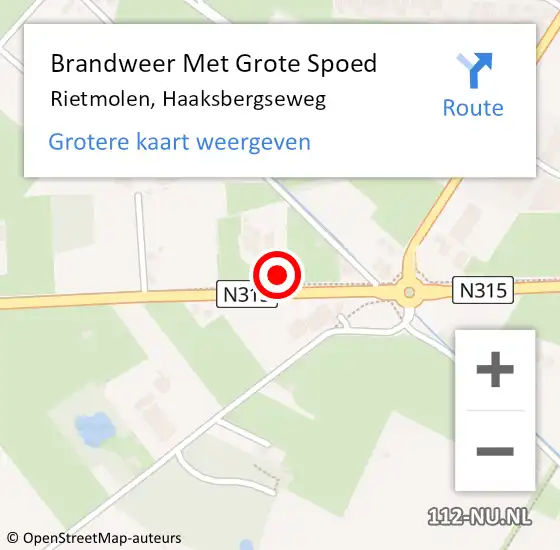 Locatie op kaart van de 112 melding: Brandweer Met Grote Spoed Naar Rietmolen, Haaksbergseweg op 14 maart 2016 17:35