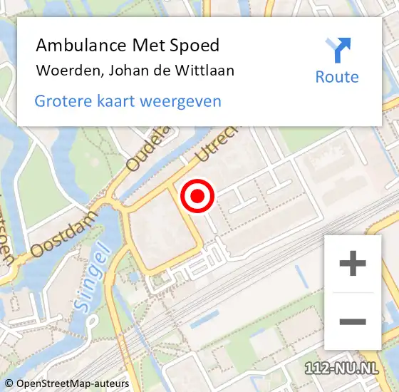 Locatie op kaart van de 112 melding: Ambulance Met Spoed Naar Woerden, Johan de Wittlaan op 14 maart 2016 17:51