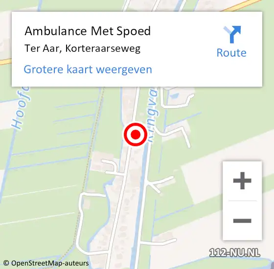 Locatie op kaart van de 112 melding: Ambulance Met Spoed Naar Ter Aar, Korteraarseweg op 14 maart 2016 17:52