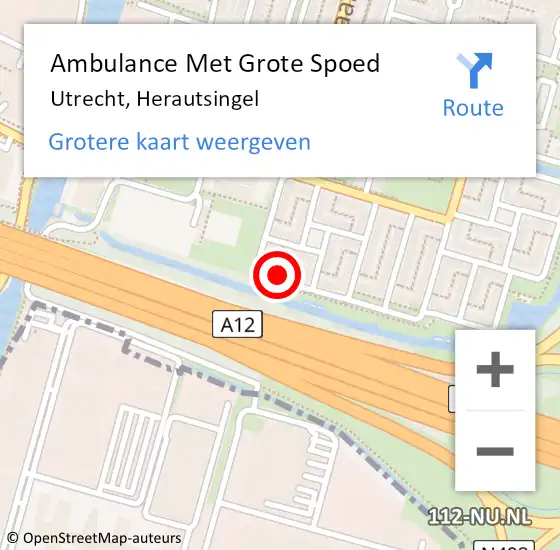 Locatie op kaart van de 112 melding: Ambulance Met Grote Spoed Naar Utrecht, Herautsingel op 14 maart 2016 18:14