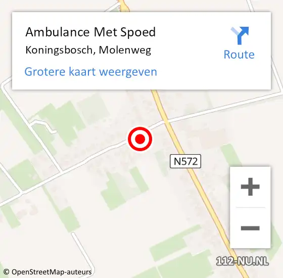 Locatie op kaart van de 112 melding: Ambulance Met Spoed Naar Koningsbosch, Molenweg op 14 maart 2016 18:15