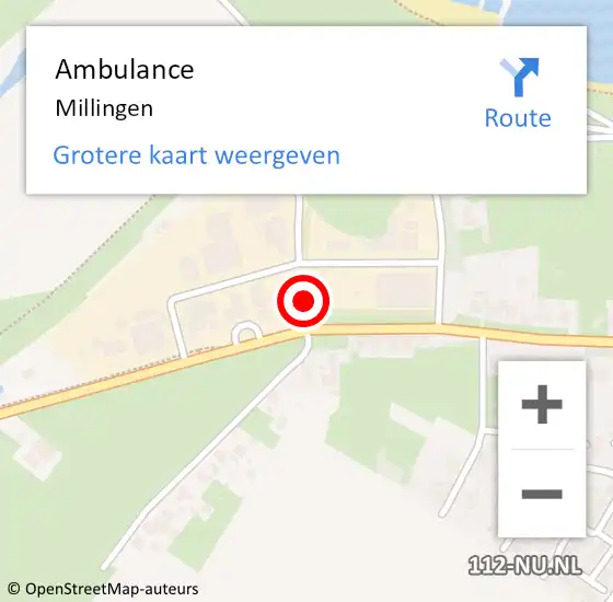 Locatie op kaart van de 112 melding: Ambulance Millingen op 14 maart 2016 18:26