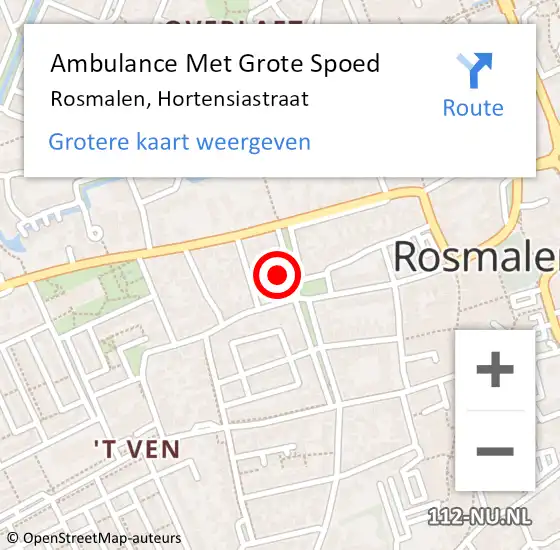 Locatie op kaart van de 112 melding: Ambulance Met Grote Spoed Naar Rosmalen, Hortensiastraat op 14 maart 2016 18:26