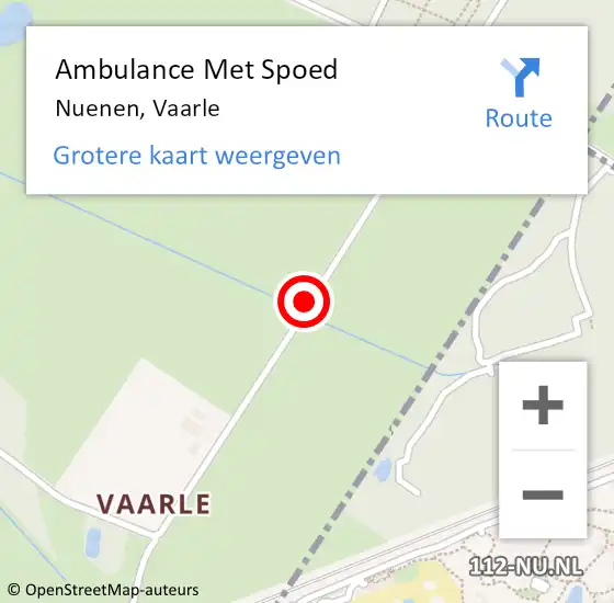 Locatie op kaart van de 112 melding: Ambulance Met Spoed Naar Nuenen, Vaarle op 14 maart 2016 18:37