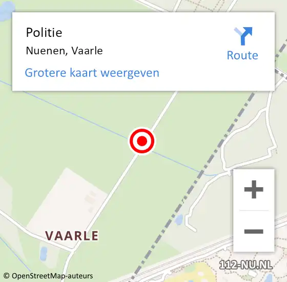 Locatie op kaart van de 112 melding: Politie Nuenen, Vaarle op 14 maart 2016 18:37