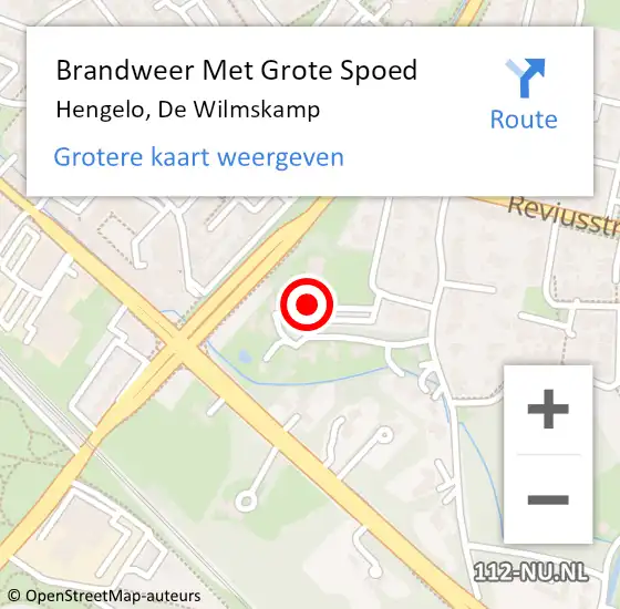 Locatie op kaart van de 112 melding: Brandweer Met Grote Spoed Naar Hengelo, De Wilmskamp op 14 maart 2016 18:55