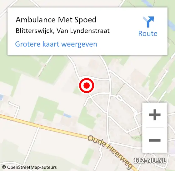 Locatie op kaart van de 112 melding: Ambulance Met Spoed Naar Blitterswijck, Van Lyndenstraat op 14 maart 2016 19:17