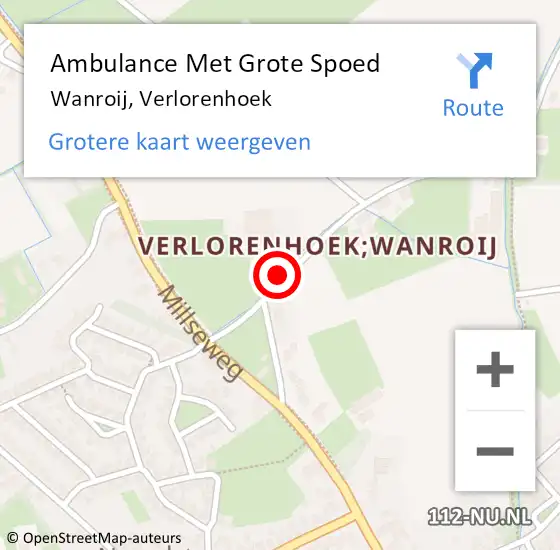 Locatie op kaart van de 112 melding: Ambulance Met Grote Spoed Naar Wanroij, Verlorenhoek op 14 maart 2016 19:35