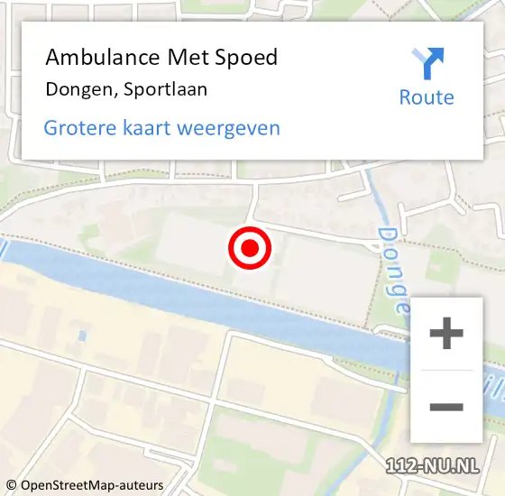 Locatie op kaart van de 112 melding: Ambulance Met Spoed Naar Dongen, Sportlaan op 14 maart 2016 19:41