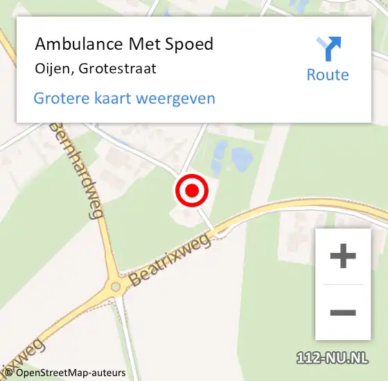 Locatie op kaart van de 112 melding: Ambulance Met Spoed Naar Oijen, Grotestraat op 8 december 2013 23:07