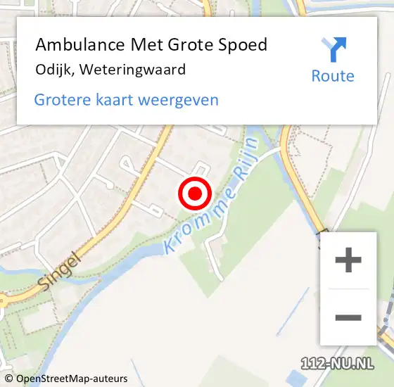 Locatie op kaart van de 112 melding: Ambulance Met Grote Spoed Naar Odijk, Weteringwaard op 14 maart 2016 20:53