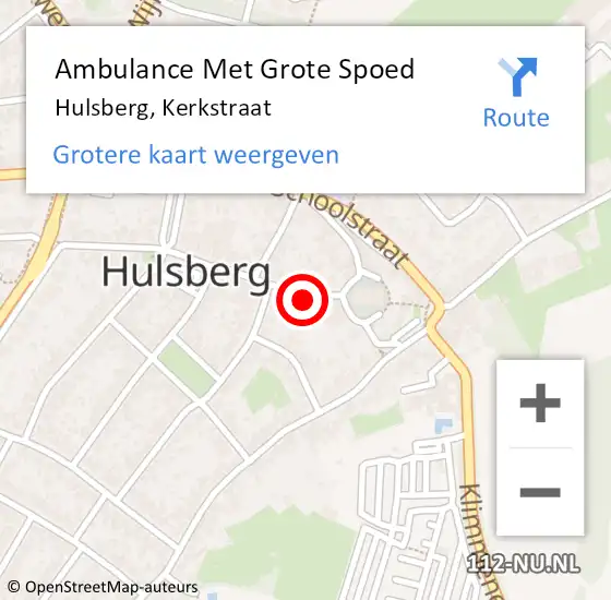 Locatie op kaart van de 112 melding: Ambulance Met Grote Spoed Naar Hulsberg, Kerkstraat op 8 december 2013 23:17