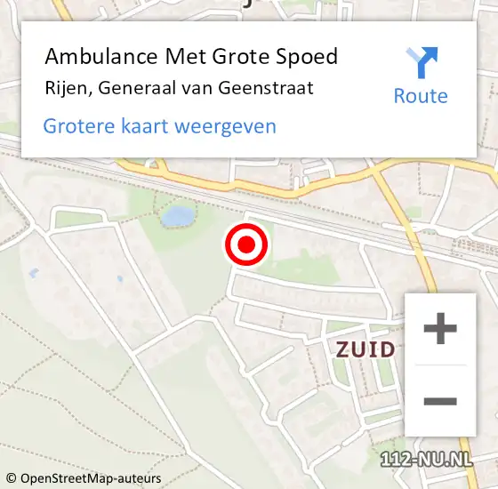 Locatie op kaart van de 112 melding: Ambulance Met Grote Spoed Naar Rijen, Generaal van Geenstraat op 14 maart 2016 20:57