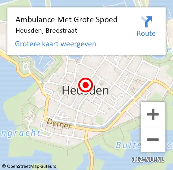 Locatie op kaart van de 112 melding: Ambulance Met Grote Spoed Naar Heusden, Breestraat op 14 maart 2016 21:17