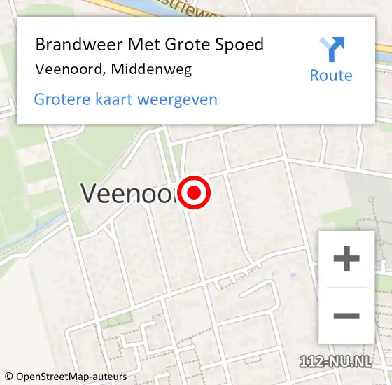 Locatie op kaart van de 112 melding: Brandweer Met Grote Spoed Naar Veenoord, Middenweg op 14 maart 2016 21:22