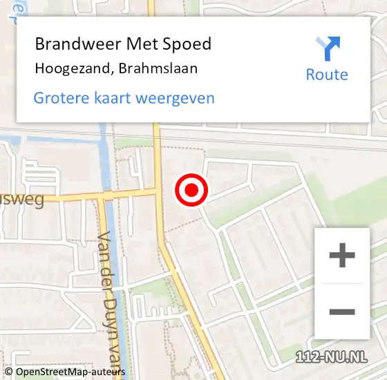 Locatie op kaart van de 112 melding: Brandweer Met Spoed Naar Hoogezand, Brahmslaan op 14 maart 2016 22:05