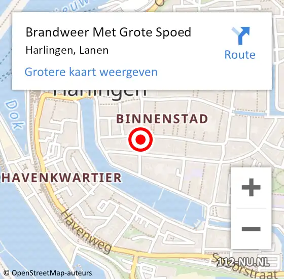 Locatie op kaart van de 112 melding: Brandweer Met Grote Spoed Naar Harlingen, Lanen op 8 december 2013 23:26