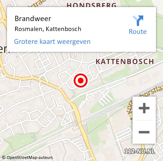 Locatie op kaart van de 112 melding: Brandweer Rosmalen, Kattenbosch op 14 maart 2016 22:45