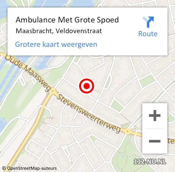 Locatie op kaart van de 112 melding: Ambulance Met Grote Spoed Naar Maasbracht, Veldovenstraat op 14 maart 2016 23:00