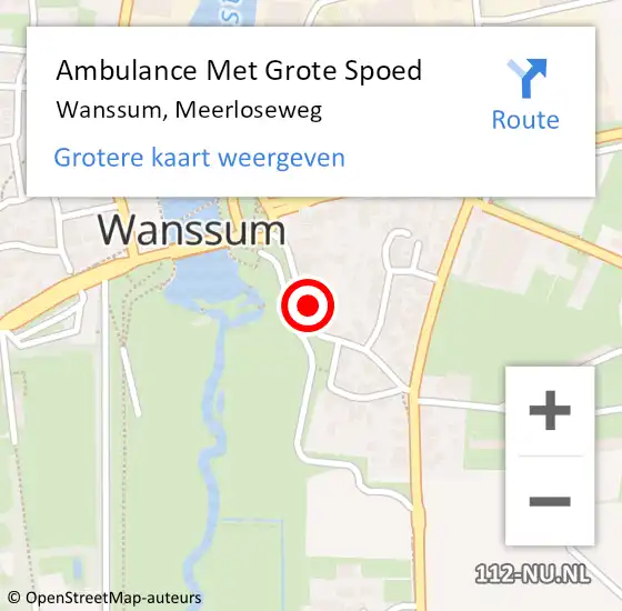 Locatie op kaart van de 112 melding: Ambulance Met Grote Spoed Naar Wanssum, Meerloseweg op 14 maart 2016 23:02