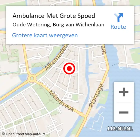 Locatie op kaart van de 112 melding: Ambulance Met Grote Spoed Naar Oude Wetering, Burg van Wichenlaan op 15 maart 2016 00:08