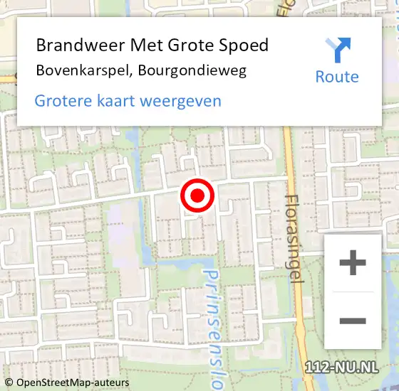 Locatie op kaart van de 112 melding: Brandweer Met Grote Spoed Naar Bovenkarspel, Bourgondieweg op 15 maart 2016 02:08