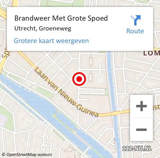 Locatie op kaart van de 112 melding: Brandweer Met Grote Spoed Naar Utrecht, Groeneweg op 15 maart 2016 04:08