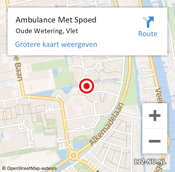 Locatie op kaart van de 112 melding: Ambulance Met Spoed Naar Oude Wetering, Vlet op 15 maart 2016 06:08