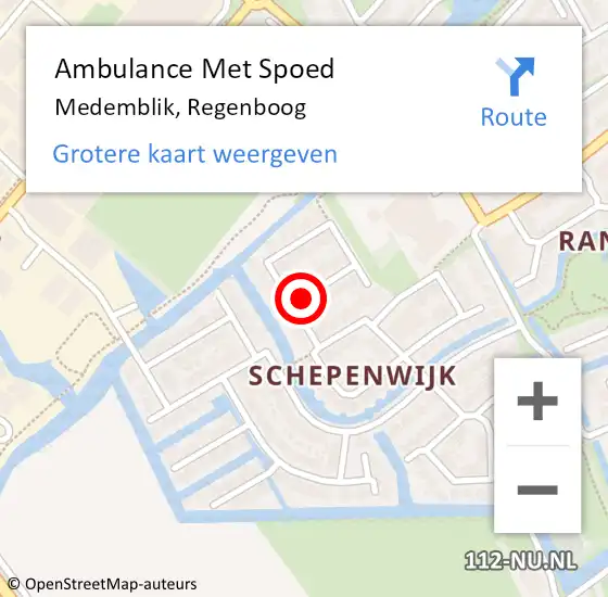 Locatie op kaart van de 112 melding: Ambulance Met Spoed Naar Medemblik, Regenboog op 15 maart 2016 08:03