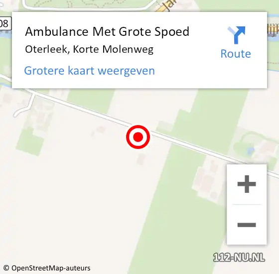 Locatie op kaart van de 112 melding: Ambulance Met Grote Spoed Naar Oterleek, Korte Molenweg op 15 maart 2016 08:37