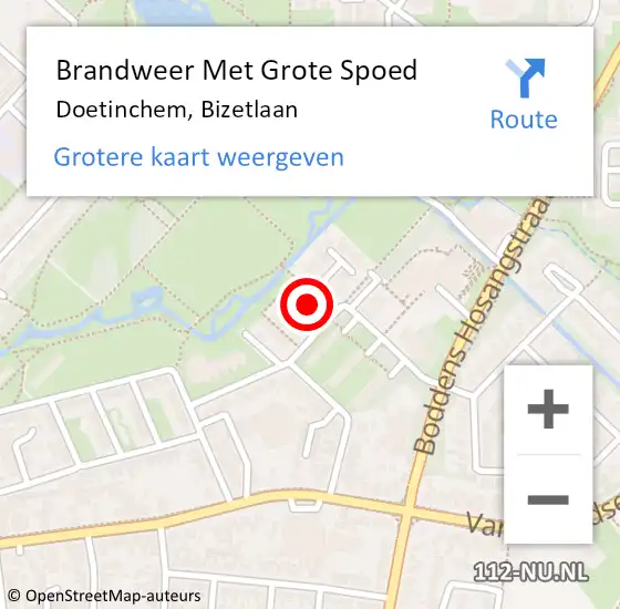 Locatie op kaart van de 112 melding: Brandweer Met Grote Spoed Naar Doetinchem, Bizetlaan op 15 maart 2016 08:53