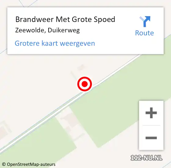 Locatie op kaart van de 112 melding: Brandweer Met Grote Spoed Naar Zeewolde, Duikerweg op 15 maart 2016 09:39