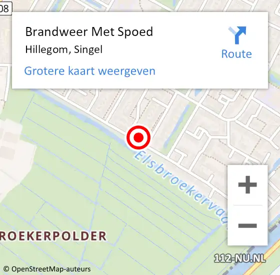 Locatie op kaart van de 112 melding: Brandweer Met Spoed Naar Hillegom, Singel op 15 maart 2016 11:31