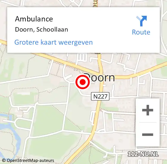 Locatie op kaart van de 112 melding: Ambulance Doorn, Schoollaan op 15 maart 2016 11:31